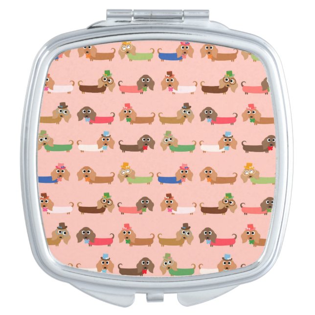 Dachshunds on Pink Compact Mirror (Front)