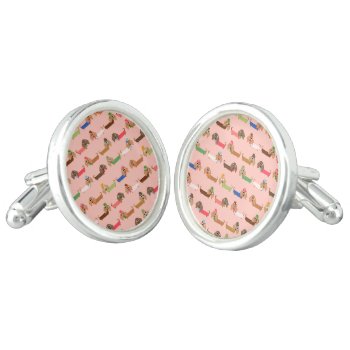 Dachshunds On Pink Cufflinks by greatgear at Zazzle