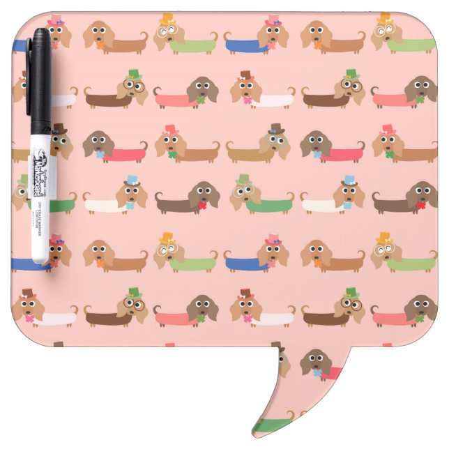 Dachshunds on Pink Dry Erase Board (Front)