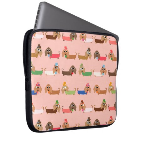 Dachshunds On Pink Laptop Sleeve