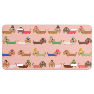 Dachshunds on Pink License Plate