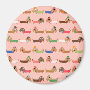 Dachshunds on Pink Magnet