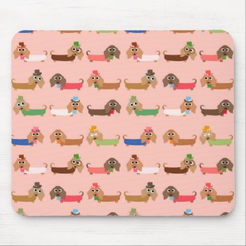 Dachshunds On Pink Mouse Pad by greatgear at Zazzle