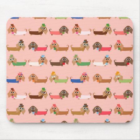 Dachshunds On Pink Mouse Pad