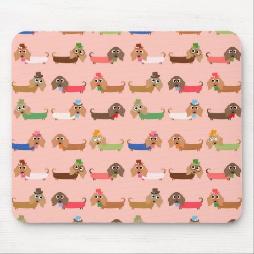 Dachshunds on Pink Mouse Pad