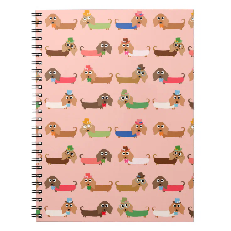 Dachshunds on Pink Notebook | Zazzle