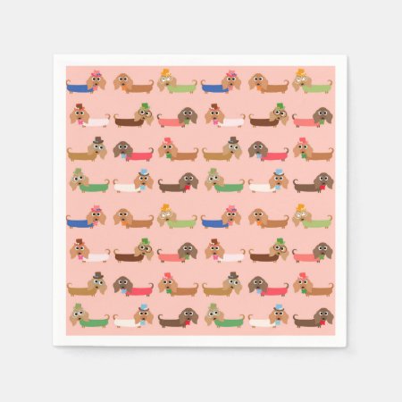 Dachshunds On Pink Paper Napkins