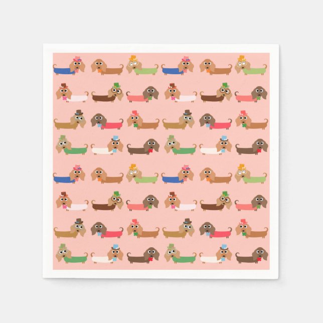 Dachshunds on Pink Paper Napkins (Front)