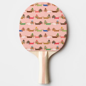 Dachshunds On Pink Ping Pong Paddle by greatgear at Zazzle