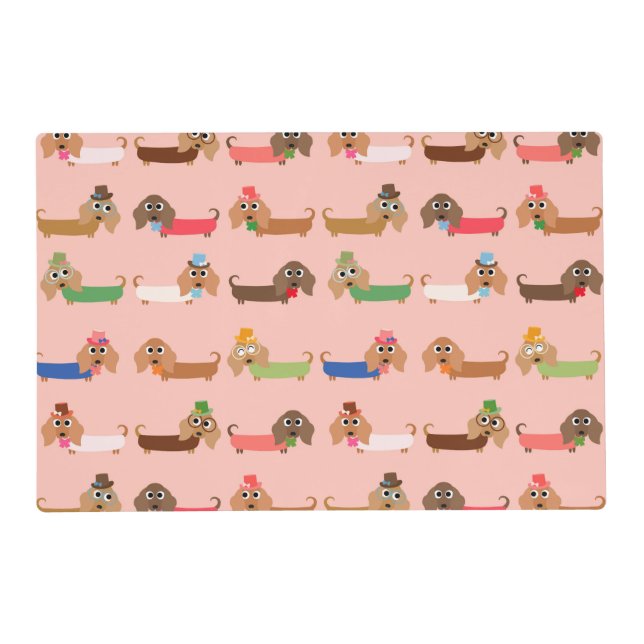 Dachshunds on Pink Placemat (Front)