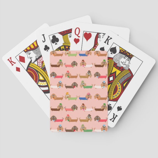Dachshunds on Pink Poker Cards (Back)