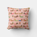 Dachshunds On Pink Polyester Throw Pillow at Zazzle