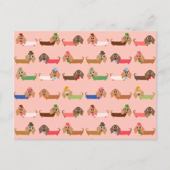 Dachshunds On Pink Postcard by greatgear at Zazzle