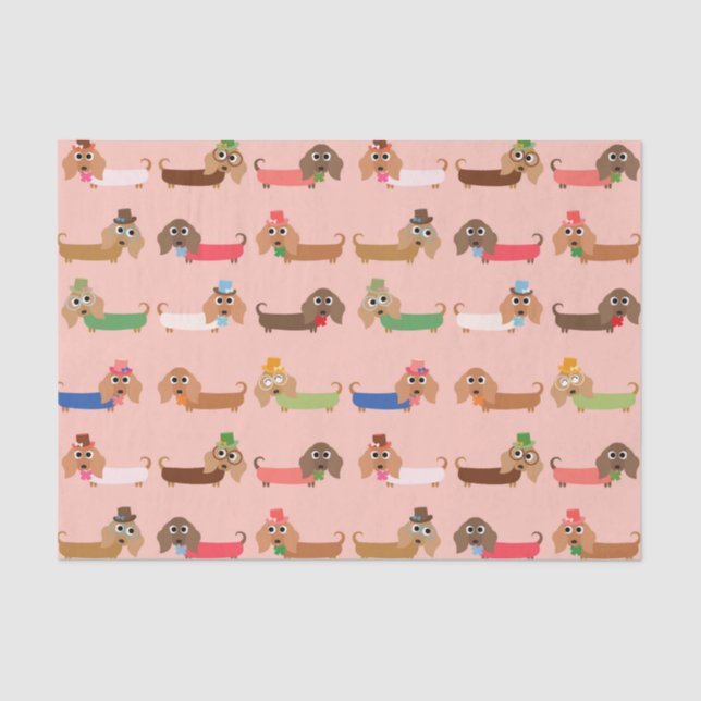 Dachshunds on Pink Tissue Paper (Front)