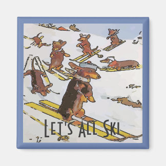 Dachshunds on the Slopes, add text Magnet