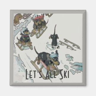 Dachshunds on the Slopes, add text Magnet