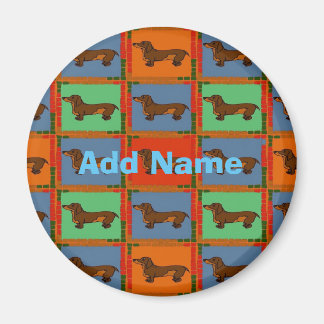 Dachshunds Pa Dutch hex Sign, add name Magnet