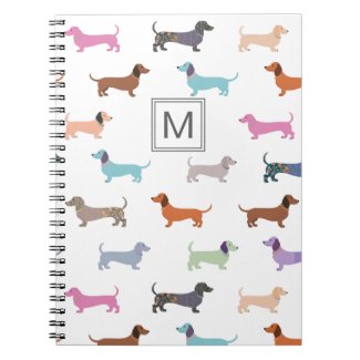 Dachshunds Pattern Stylish Colorful Monogrammed