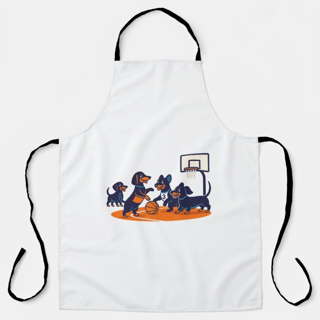 Dachshunds playing Basket Ball Apron (Front)