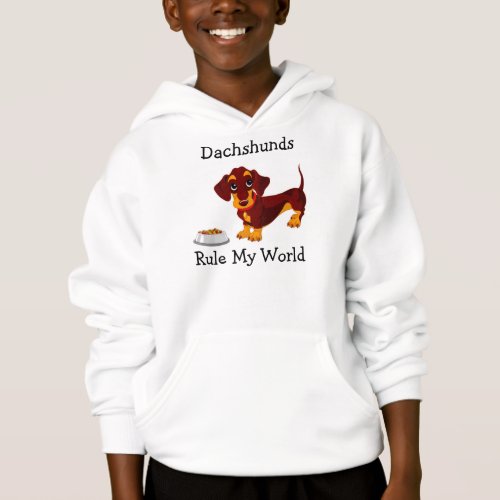Dachshunds Rule My World Kids Hoodie Sweatshirt