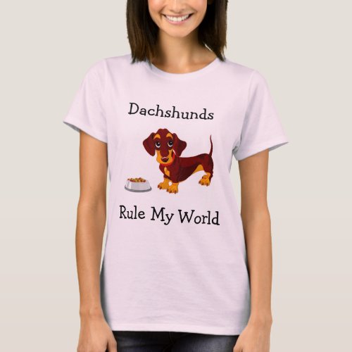 Dachshunds Rule My World Ladies Ringer Tee Shirt