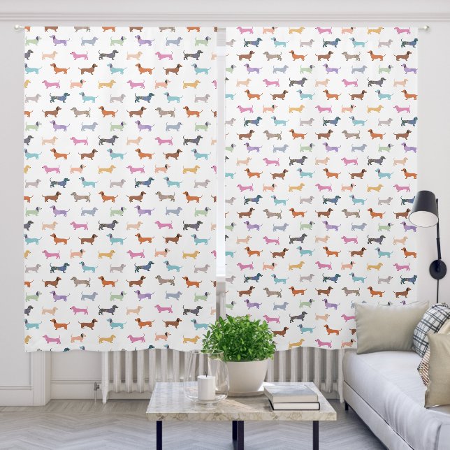 Dachshunds Sausage Dogs Colorful Cute Patterned Blackout Curtains (Living Room)