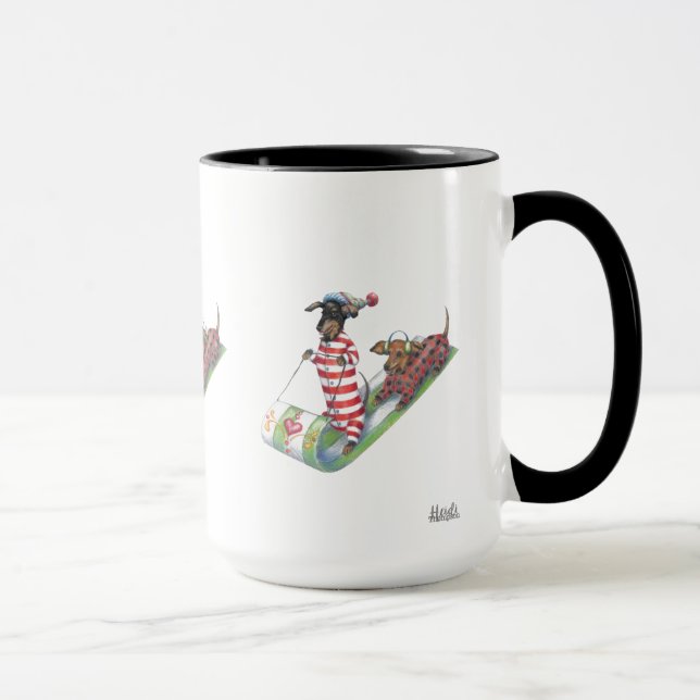 Dachshunds Sledding Coffee Mug (Right)