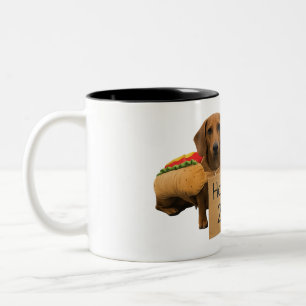 Dachshunds sold as hot dogs Two-Tone coffee mug