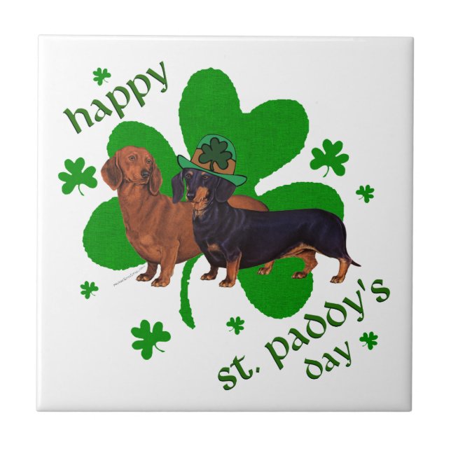 Dachshunds St Patrick's Day Tile (Front)
