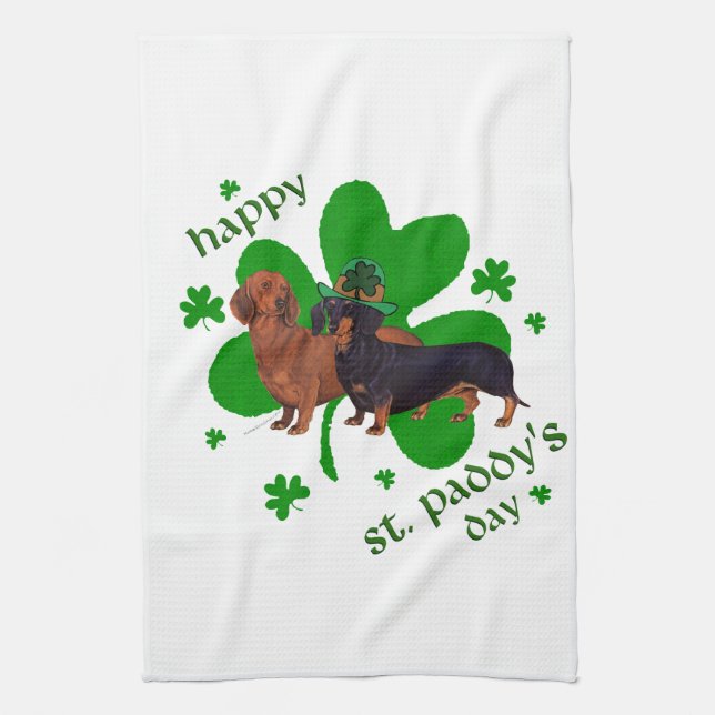 Dachshunds St Patrick's Day Towel (Vertical)