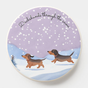 Dachshunds Through The Snow Cute Funny Christmas PopSocket