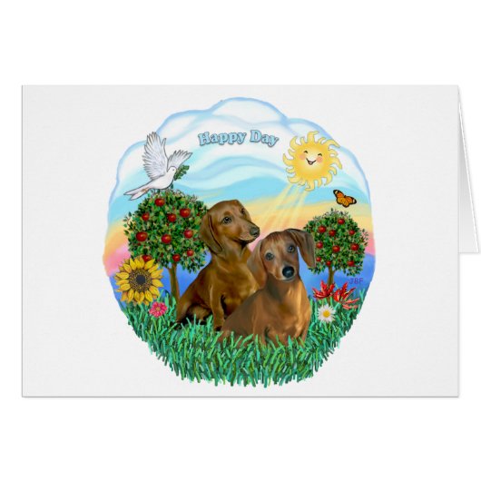 Dachshunds (two red or brown) cards (Front Horizontal)