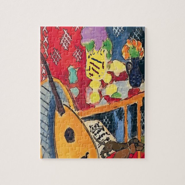 Dachshunds Under Table  Matisse style Jigsaw Puzzle (Vertical)