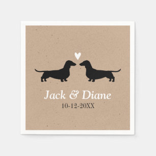Dachshunds Wedding Couple with Custom Text Paper Napkins