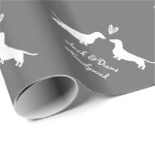 Dachshunds Wedding with Custom Text Wrapping Paper (Roll Corner)