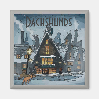Dachshunds Winter Storm, add text Magnet