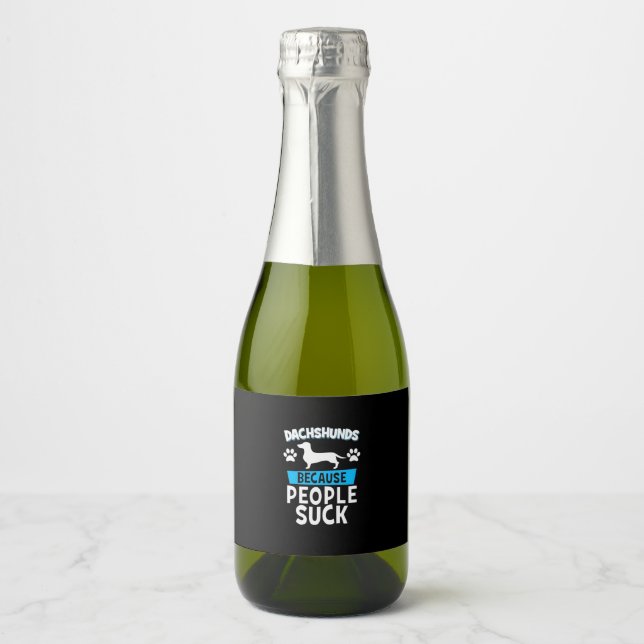 Dachshunds With My Friends Sparkling Wine Label (Front)
