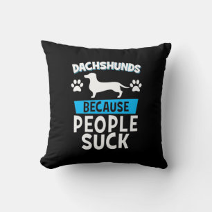 Dachshunds With My Friends Throw Pillow