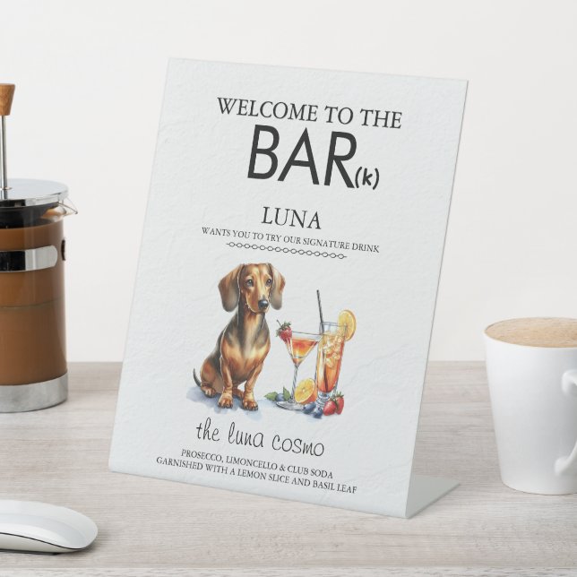 Dachsund Bar Pedestal Sign (In SItu)