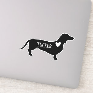 Dachsund Breed Silhouette Custom Name Sticker