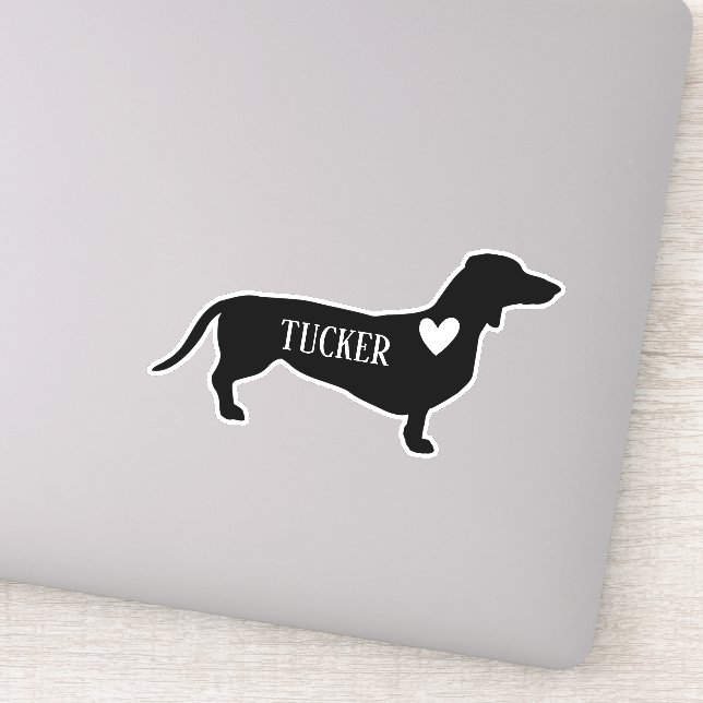 Dachsund Breed  Silhouette Custom Name Sticker (Detail)