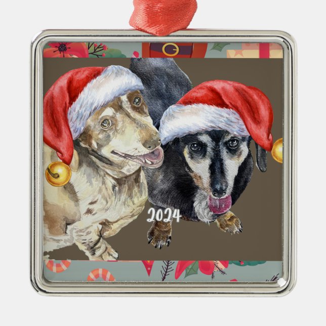 Dachsund Christmas 2024 Metal Ornament (Front)