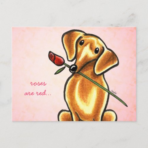 Dachsund Rose Sweetheart Off_Leash Art Custom Postcard