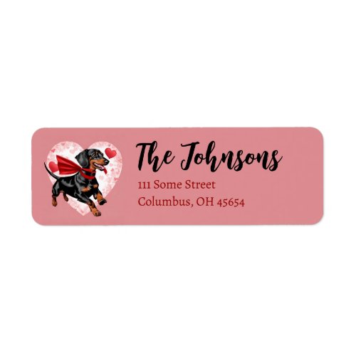 Dachsund with Hearts Return Address Envelopes Label