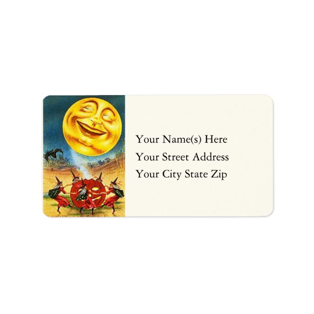 Dacing Witches Around Jack O Lantern Address Label (Front)