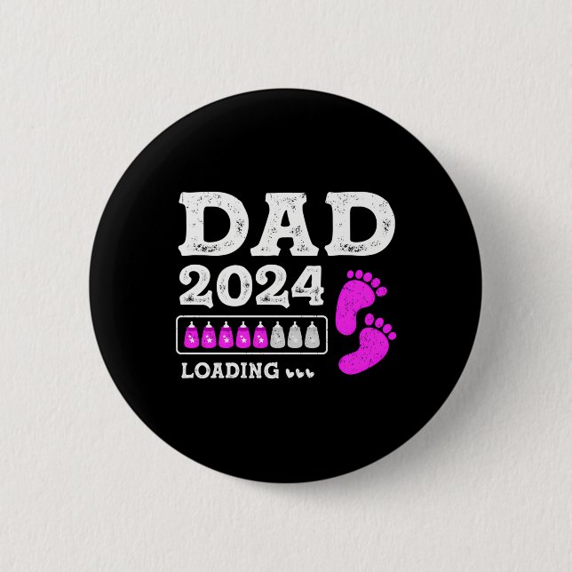Dad 2024 Loading Future Father Papa Expecting Button (Front)
