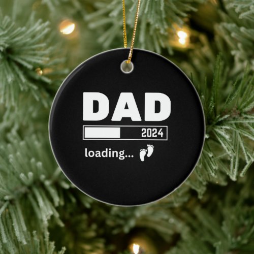 Dad 2024 Promoted to Daddy Pregnancy Announcement Ceramic Ornament