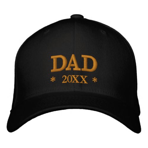 DAD 20XX embroidered baseball cap gold  black
