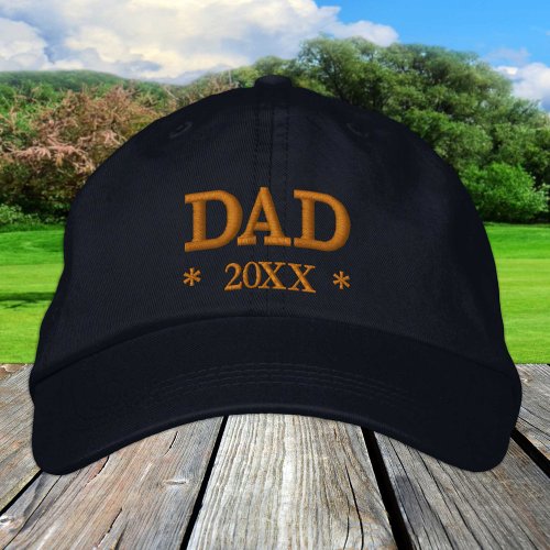 DAD 20XX embroidered baseball cap gold  blue