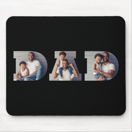 Dad 3_Photo Collage Typography Cutout Black Mouse Pad